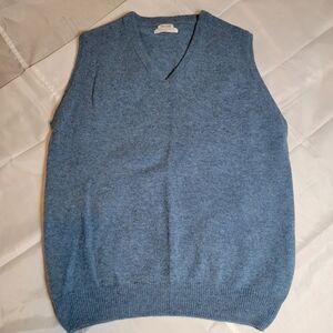 VINTAGE 70'S Blue 100% Lambswool Vest Sweater